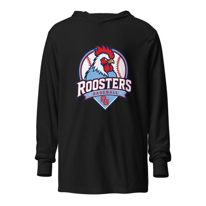 Performance | Hooded Long Sleeve T Shirt | Rooster Nation | Athletic Crest Logo