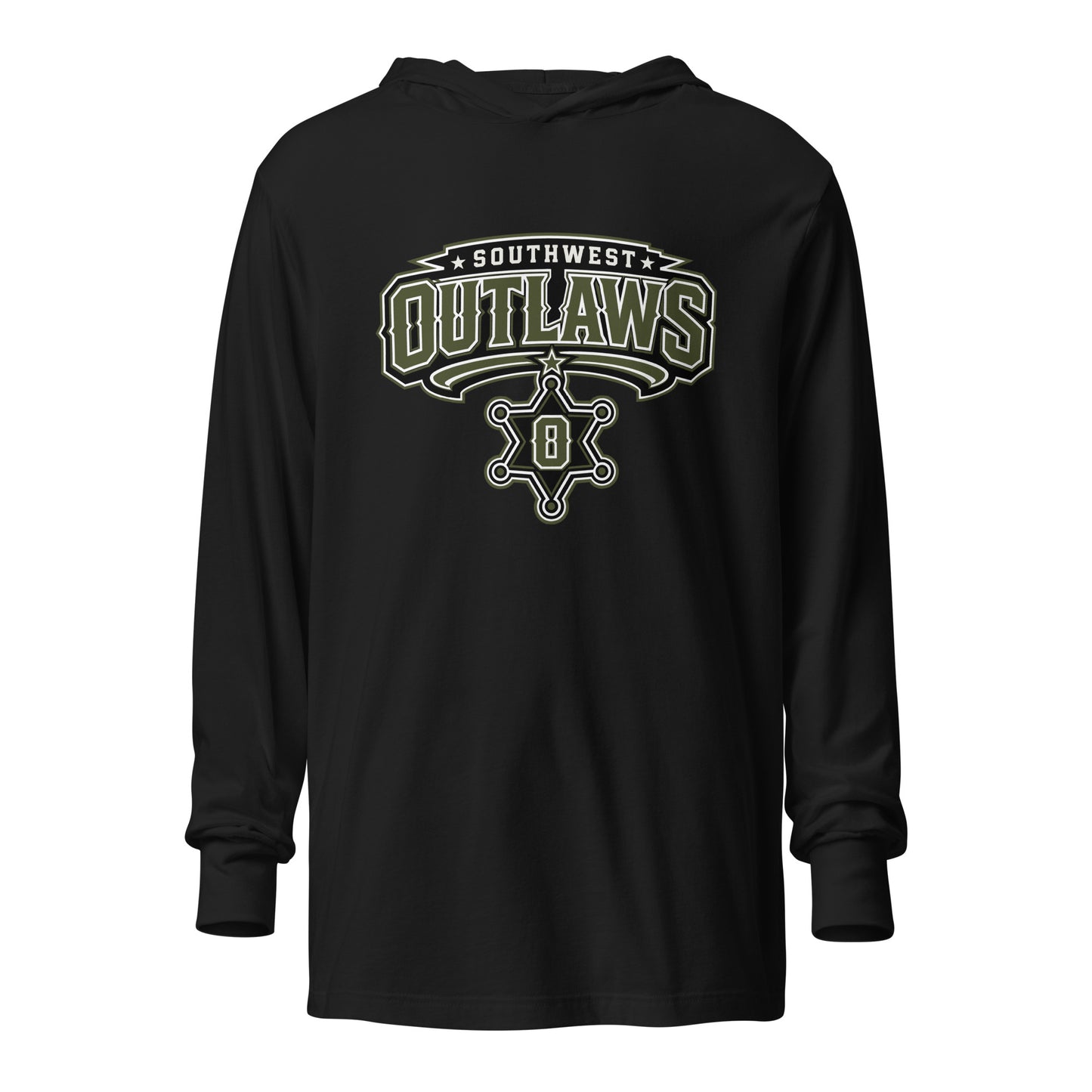 Performance | Hooded Long Sleeve T Shirt | Southwest Outlaws | Frontier Athletics Logo