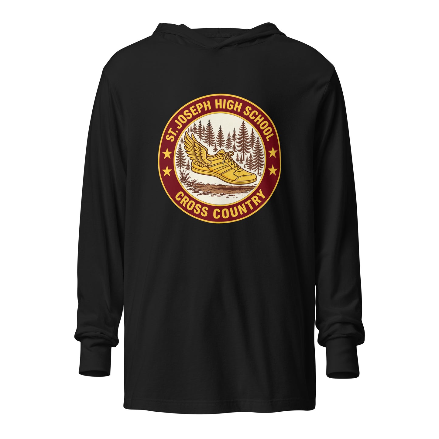 Performance | Hooded Long Sleeve T Shirt | St. Joseph High School - Cross Country | Badge Logo