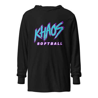 Performance | Hooded Long Sleeve T Shirt | Khaos Softball | Atlhetics Logo