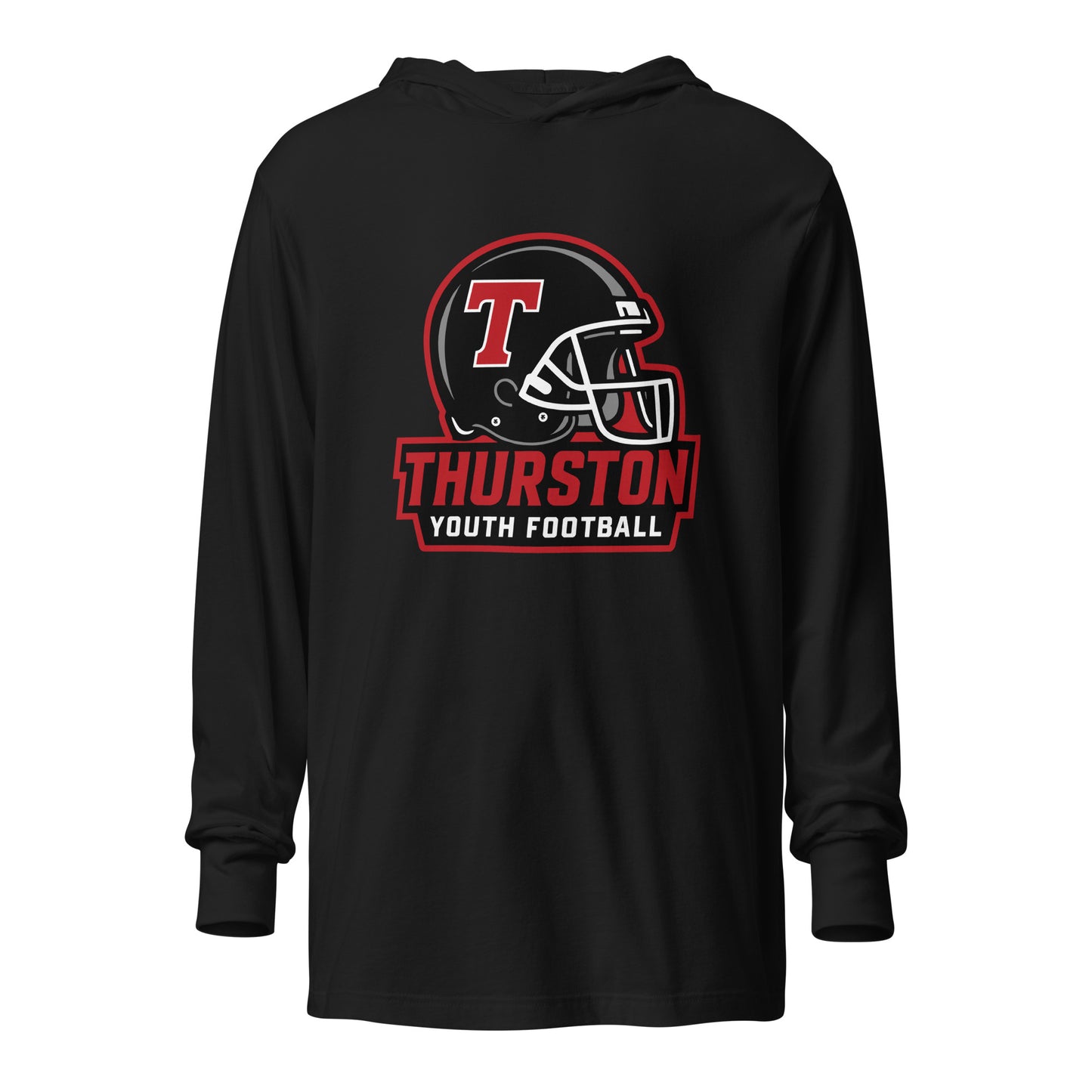 Performance | Hooded Long Sleeve T Shirt | Thurston Youth Football | Crest Logo