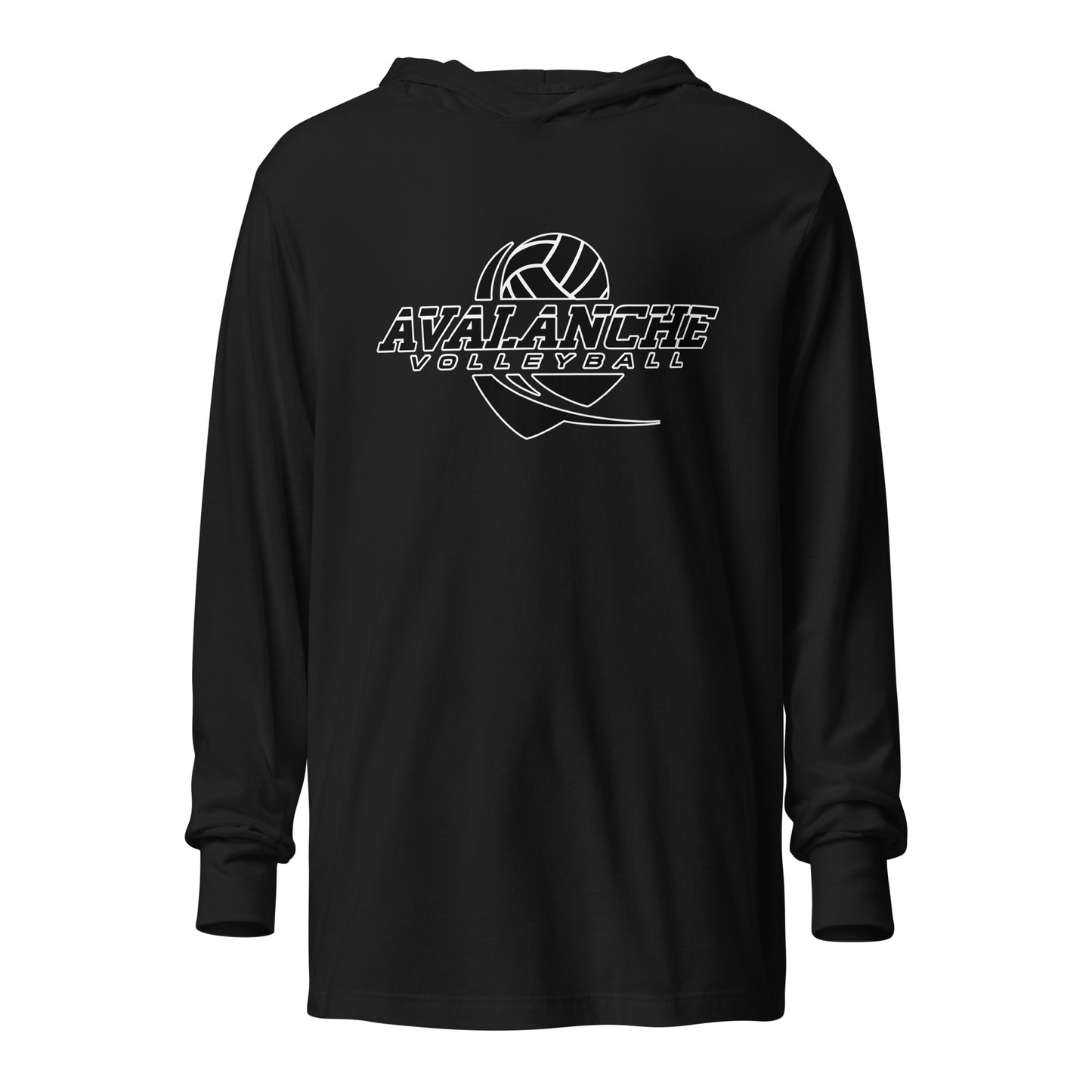 Performance | Hooded Long Sleeve T Shirt | Avalanche Volleyball Club | Crest Logo