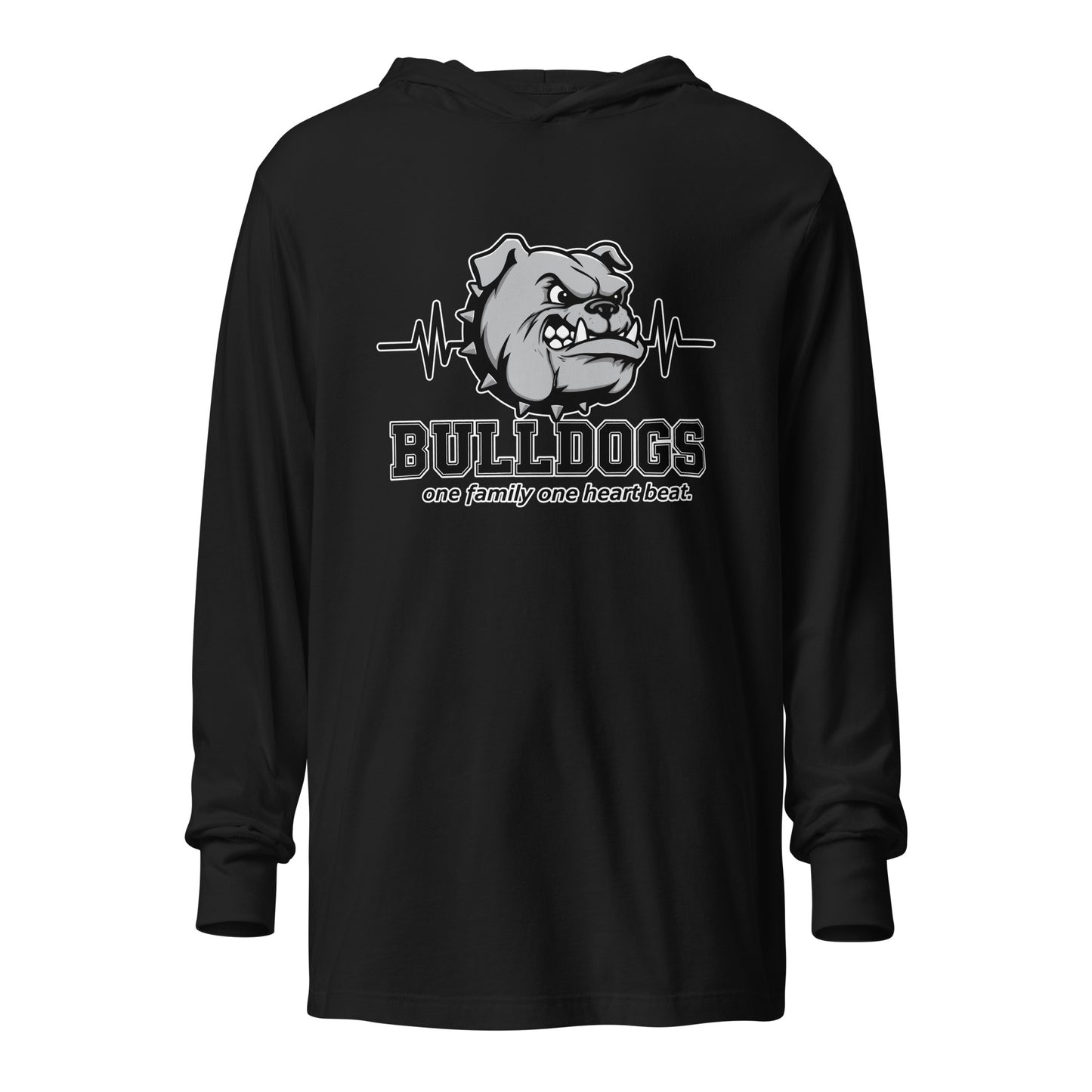 Performance | Hooded Long Sleeve T Shirt | Celina Recreational Football Black | Bulldogs Crest Logo