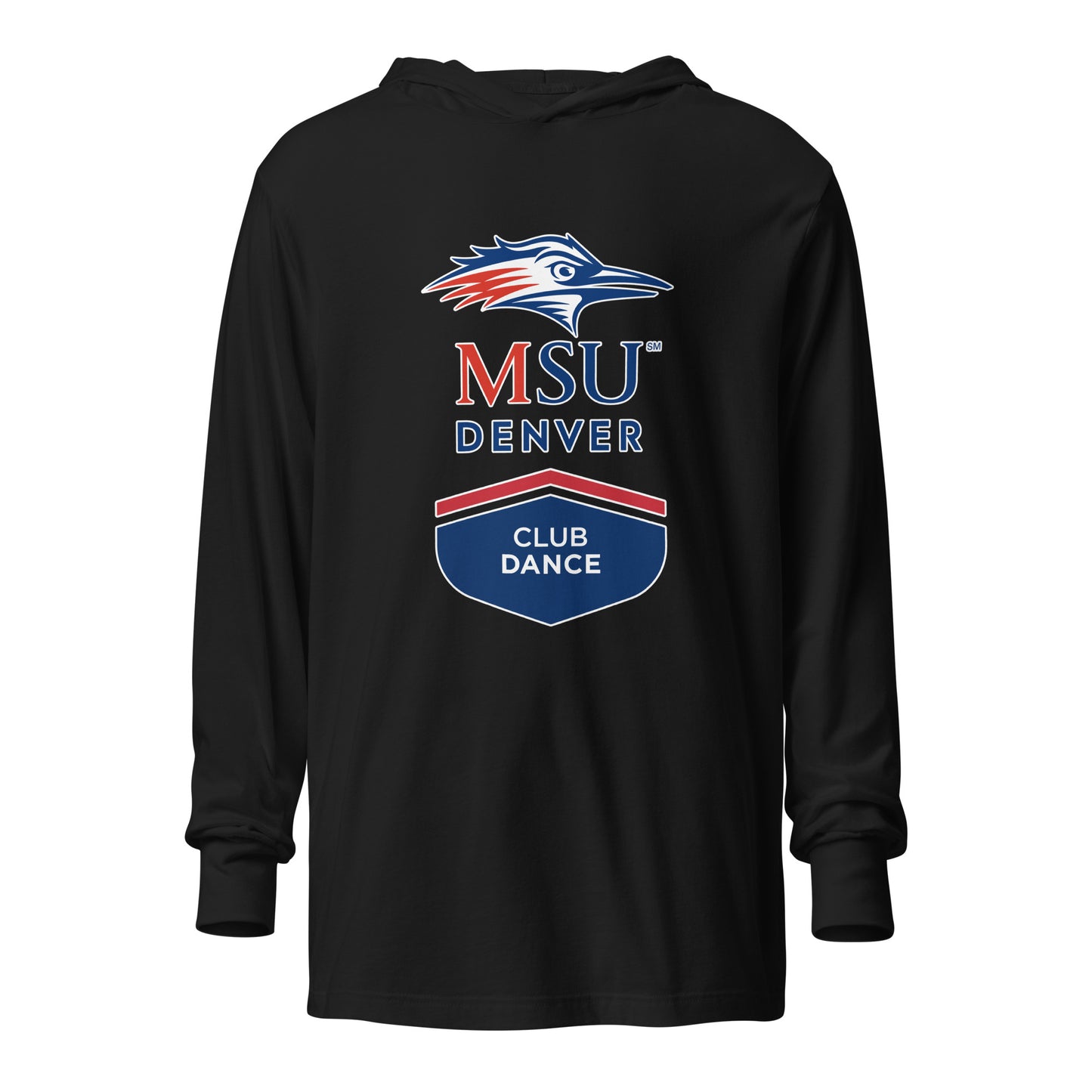 Performance | Hooded Long Sleeve T Shirt | MSU Denver Dance Team | Apex Logo