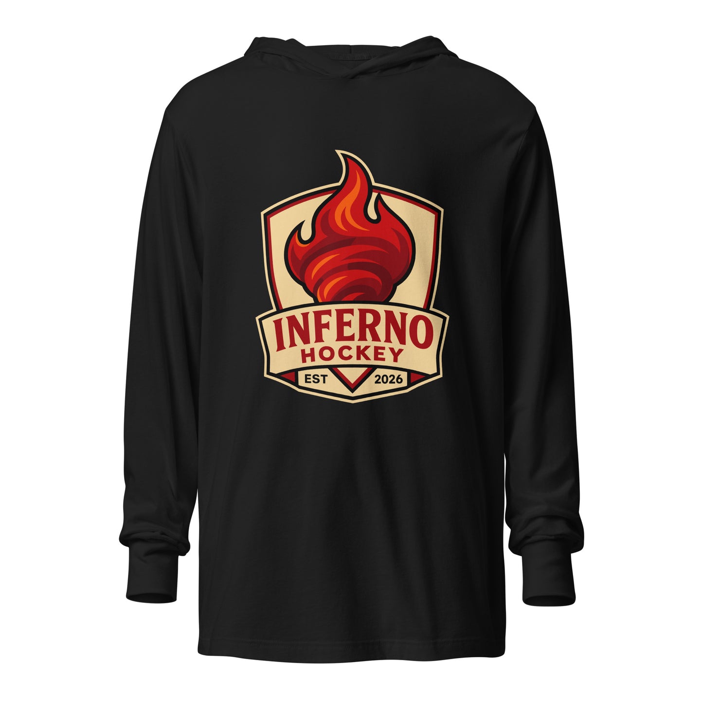 Performance | Hooded Long Sleeve T Shirt | Inferno Hockey | Crest Logo
