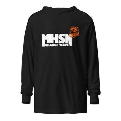 Performance | Hooded Long Sleeve T Shirt | Orange Wave Marching Band | Crest Logo