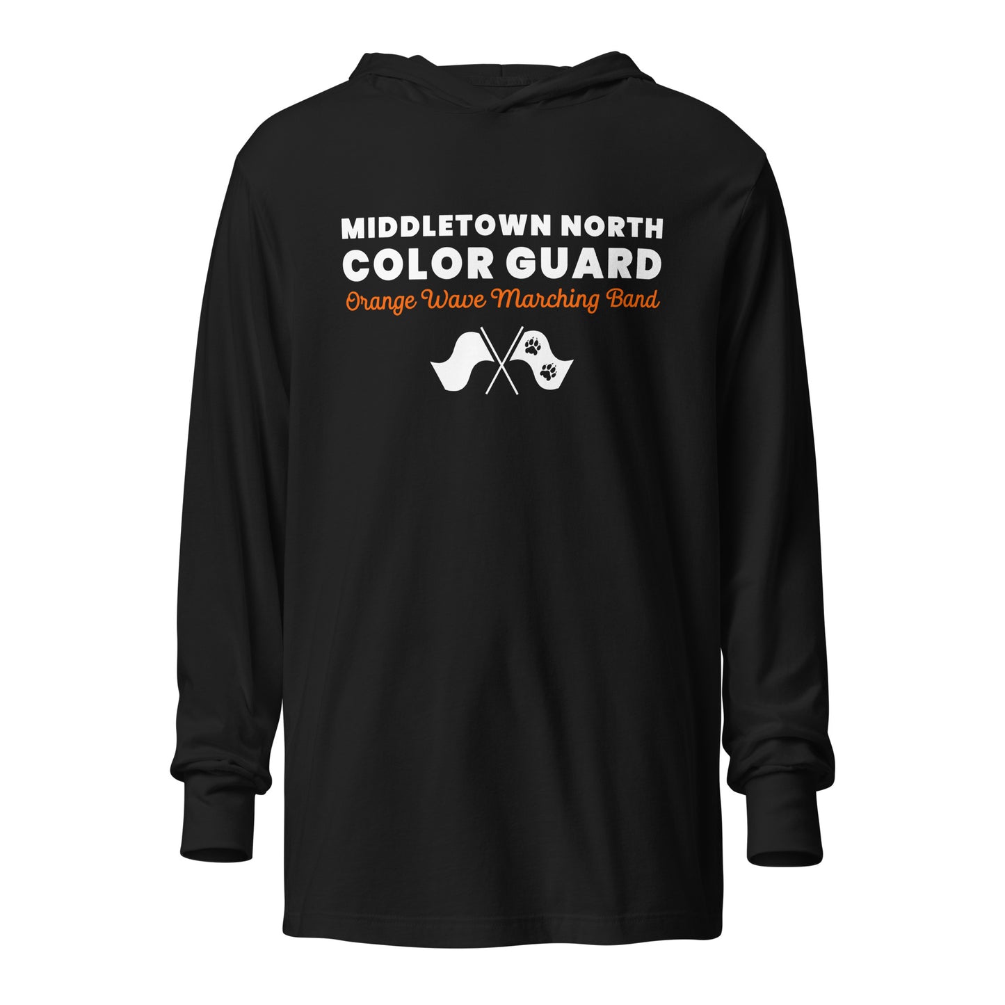 Performance | Hooded Long Sleeve T Shirt | Orange Wave Marching Band | Modern Script Logo