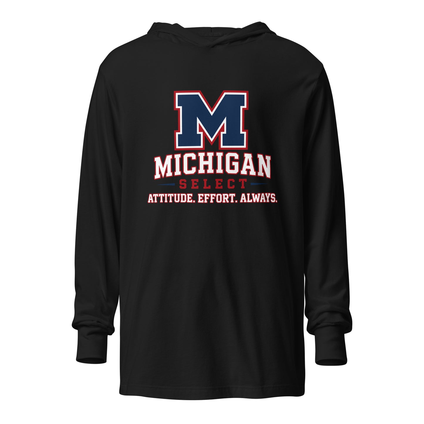 Performance | Hooded Long Sleeve T Shirt | Michigan Select Baseball | Crest Logo