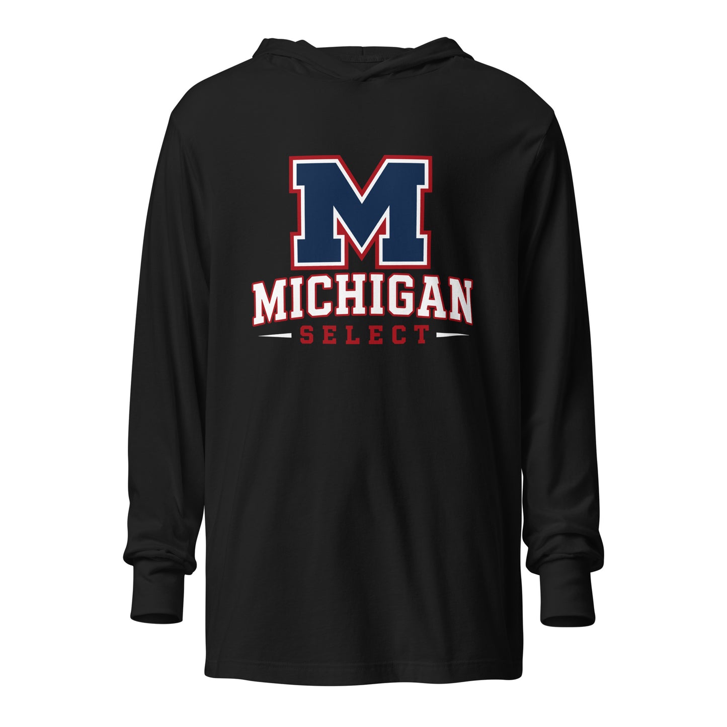 Performance | Hooded Long Sleeve T Shirt | Michigan Select Baseball | Emblem Logo