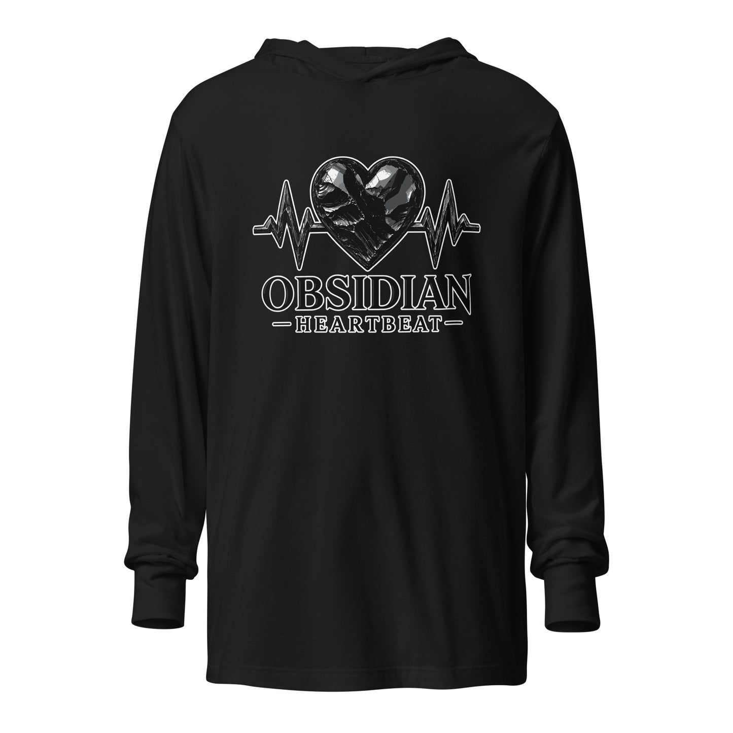 Performance | Hooded Long Sleeve T Shirt | Obsidian Heartbeat | Pulse Athletics Logo