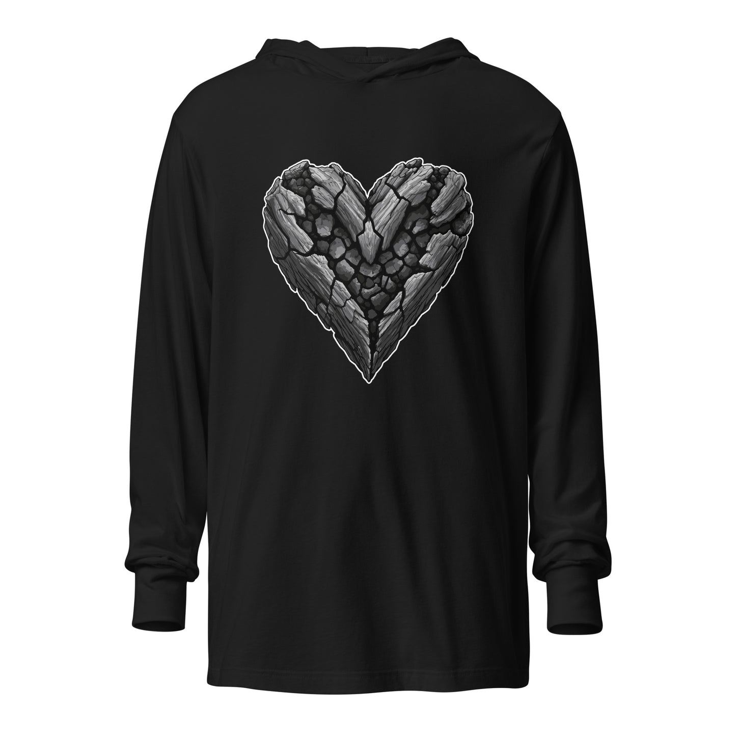 Performance | Hooded Long Sleeve T Shirt | Obsidian Heartbeat | Emblem Logo
