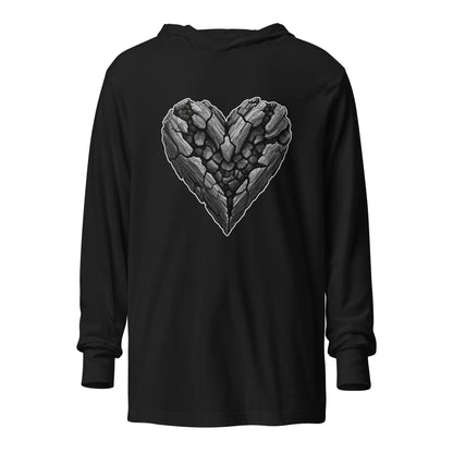 Performance | Hooded Long Sleeve T Shirt | Obsidian Heartbeat | Emblem Logo