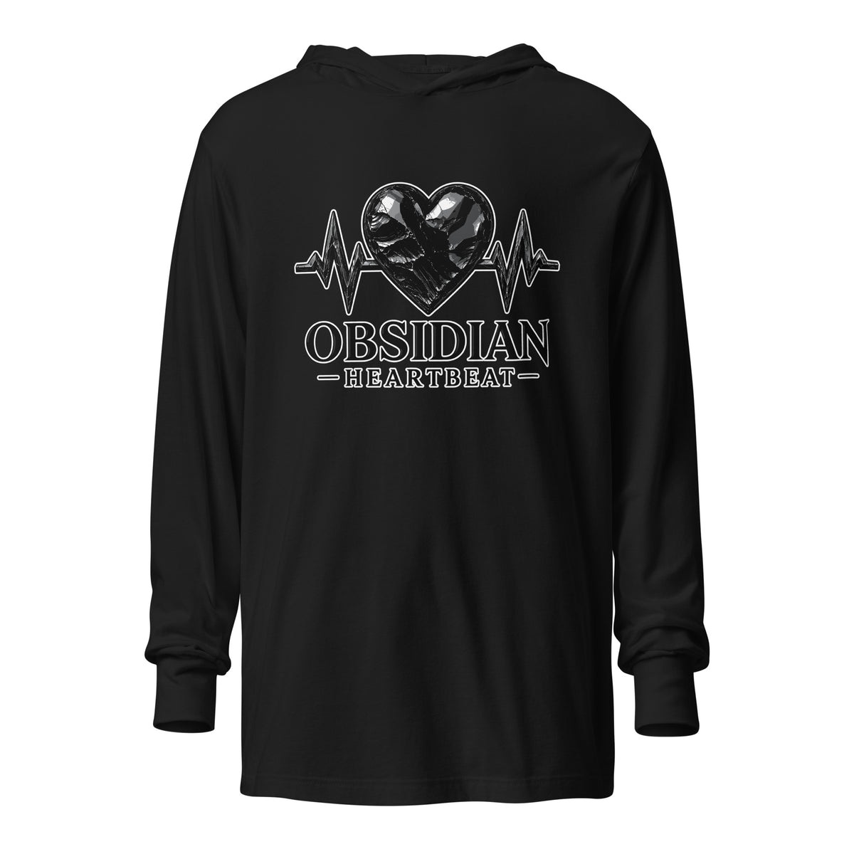 Performance | Hooded Long Sleeve T Shirt | Obsidian Heartbeat | Pulse Athletics Logo