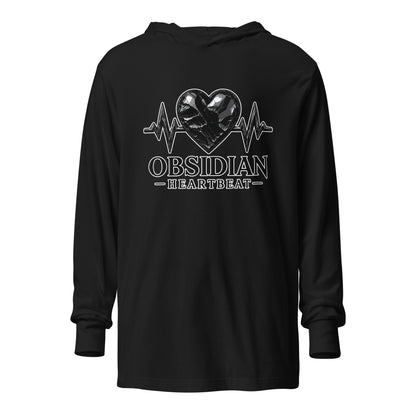 Performance | Hooded Long Sleeve T Shirt | Obsidian Heartbeat | Pulse Athletics Logo