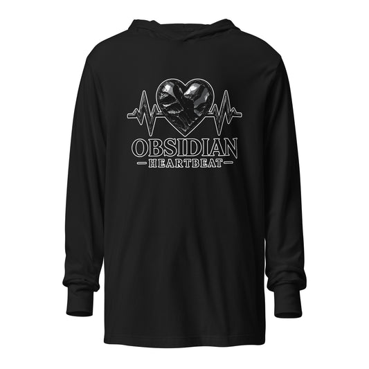 Performance | Hooded Long Sleeve T Shirt | Obsidian Heartbeat | Pulse Athletics Logo