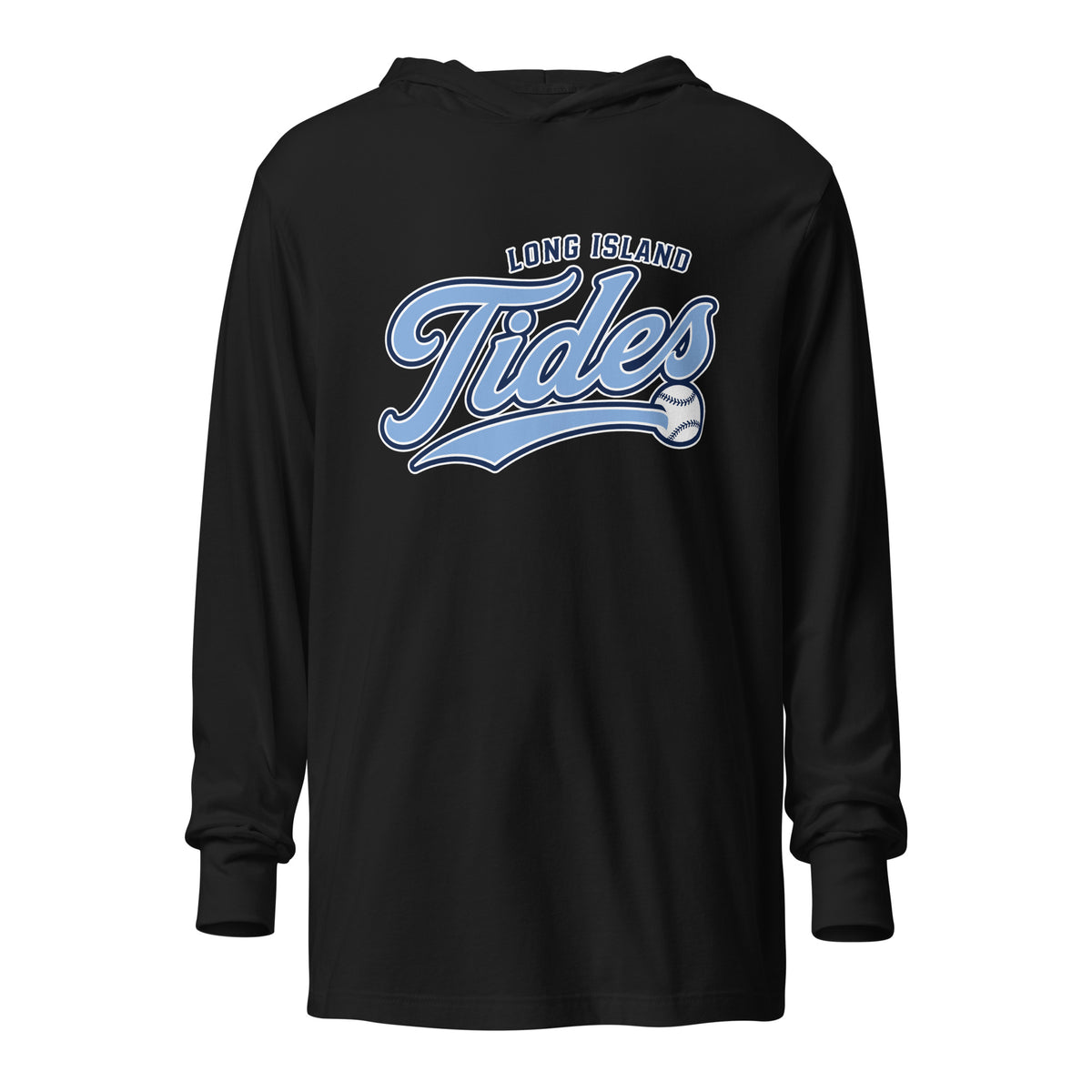 Performance | Hooded Long Sleeve T Shirt | Long Island Tides Baseball | Athletics Logo