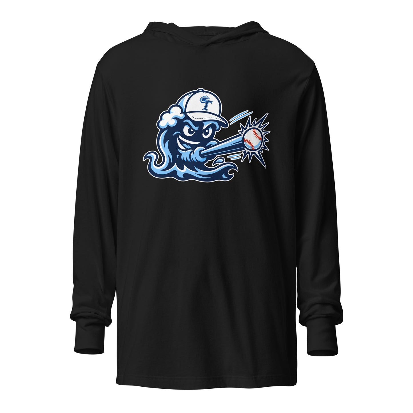 Performance | Hooded Long Sleeve T Shirt | Long Island Tides Baseball | Mascot Logo