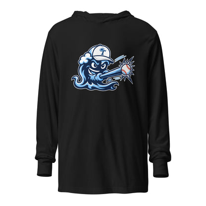 Performance | Hooded Long Sleeve T Shirt | Long Island Tides Baseball | Mascot Logo