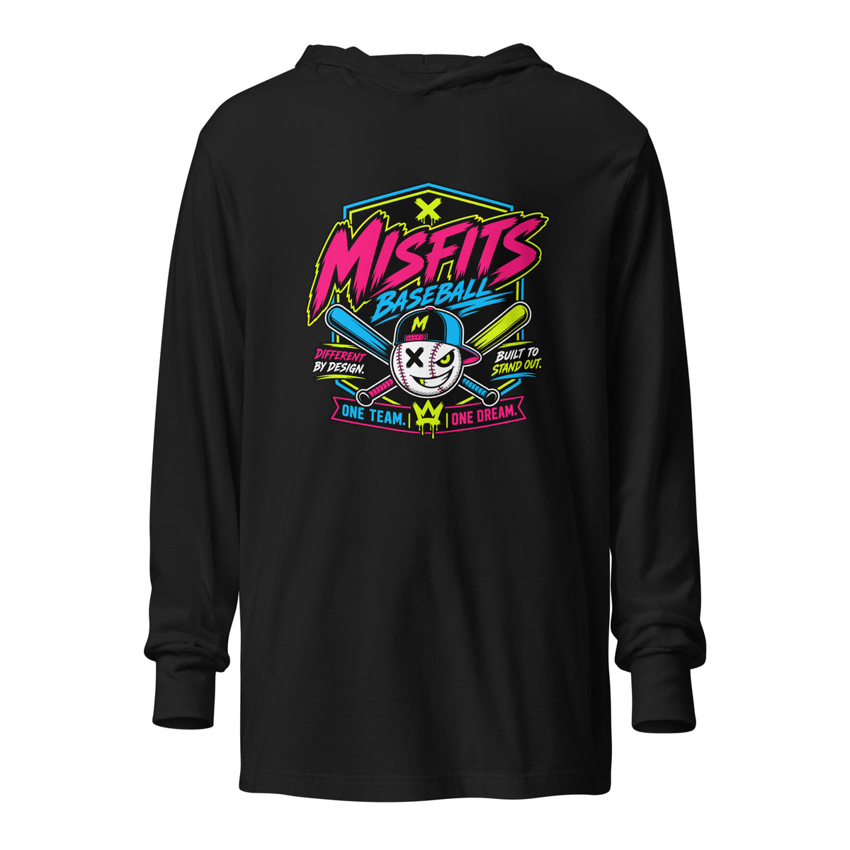 Performance | Hooded Long Sleeve T Shirt | Misfits Baseball | Valor Logo