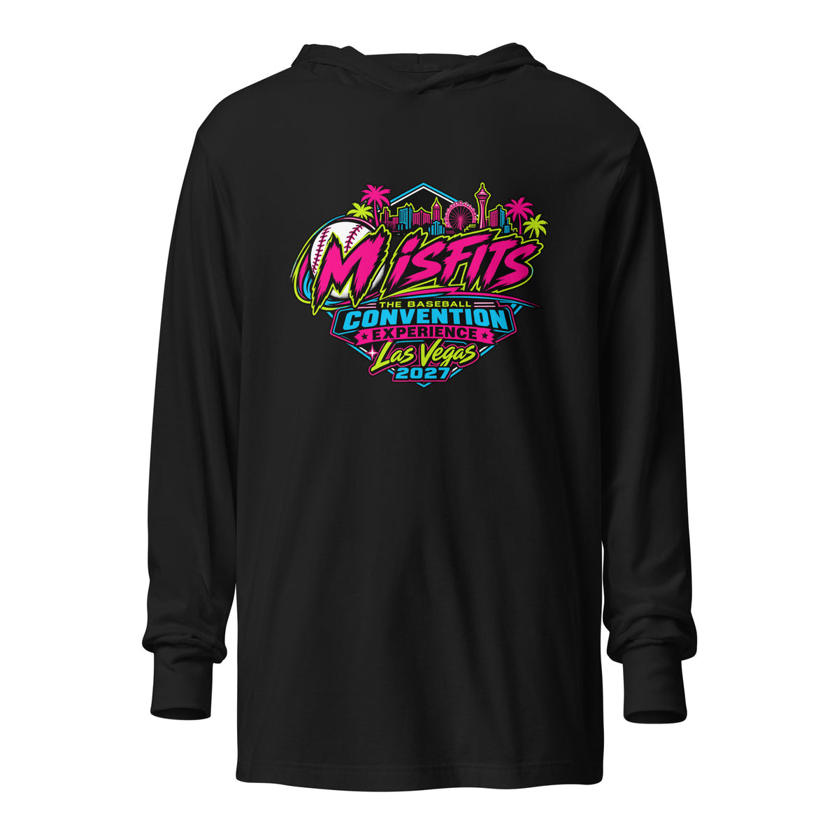 Performance | Hooded Long Sleeve T Shirt | Misfits Baseball | Crest Logo