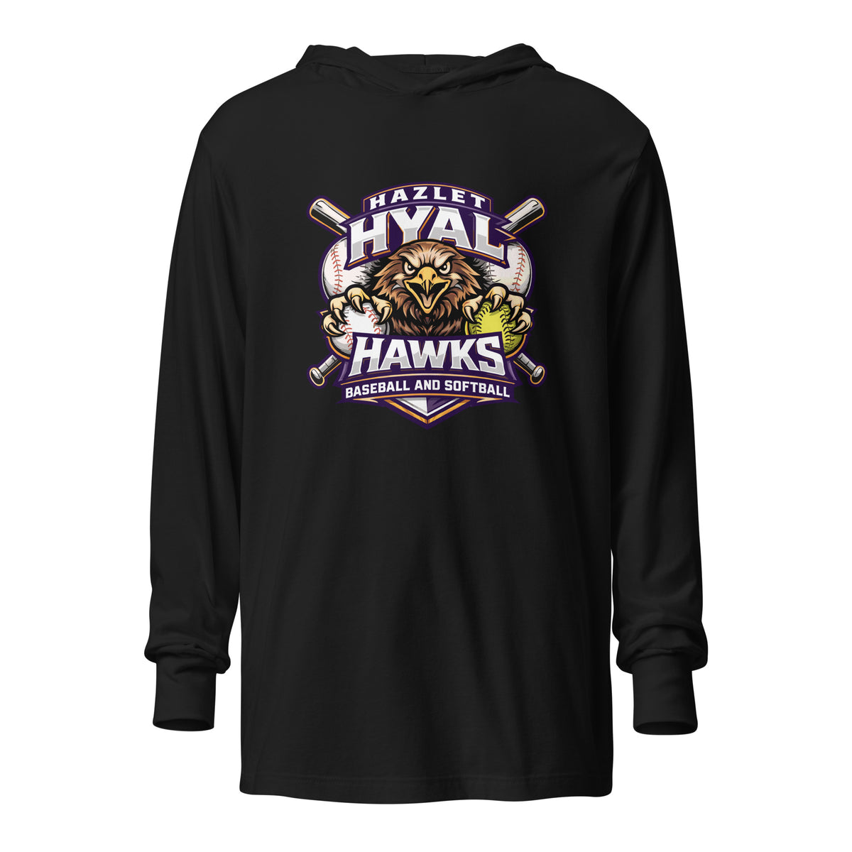 Performance | Hooded Long Sleeve T Shirt | HYAL Hawks | Emblem Logo