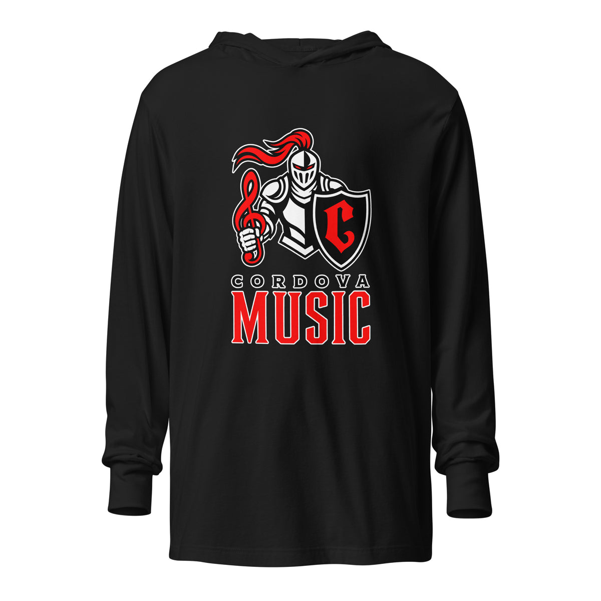 Performance | Hooded Long Sleeve T Shirt | Cordova High Music | Vanguard Logo