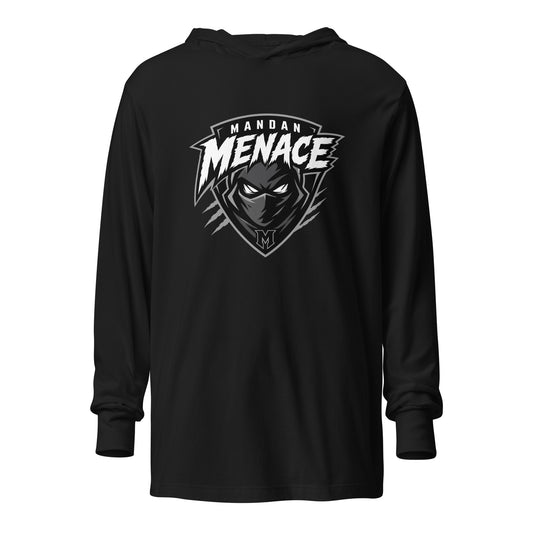 Performance | Hooded Long Sleeve T Shirt | Mandan Menace | Shield Logo
