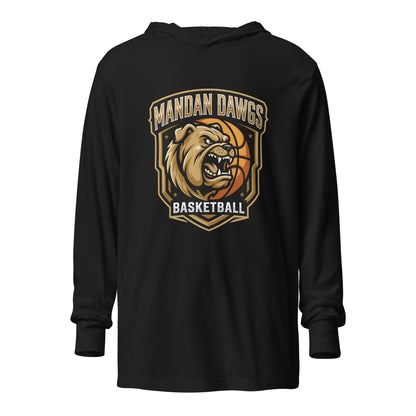 Performance | Hooded Long Sleeve T Shirt | Mandan Dawgs Basketball | Shield Logo