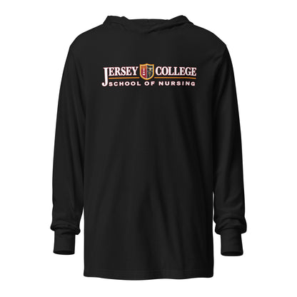 Performance | Hooded Long Sleeve T Shirt | Grand View University Nursing | Emblem Logo