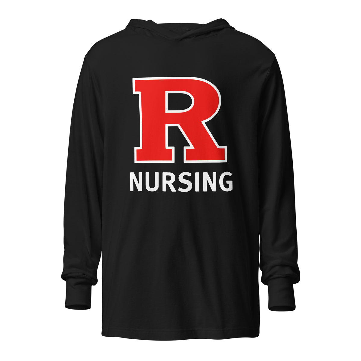 Performance | Hooded Long Sleeve T Shirt | Grand View University Nursing | Lettemark Logo