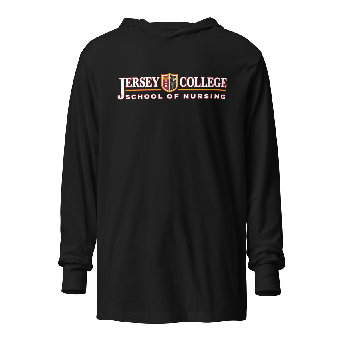 Performance | Hooded Long Sleeve T Shirt | Grand View University Nursing | Emblem Logo