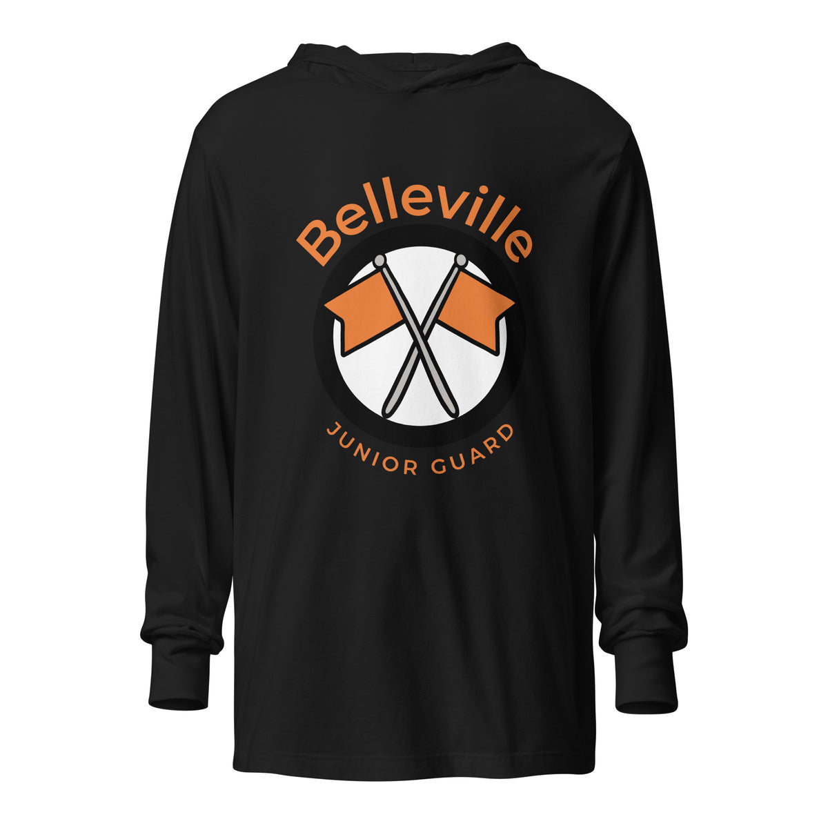 Performance | Hooded Long Sleeve T Shirt | Belleville Community Guard Programs | Crest Logo