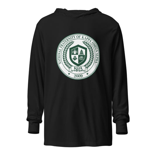 Performance | Hooded Long Sleeve T Shirt | Kappa Omega Alpha | Badge Logo