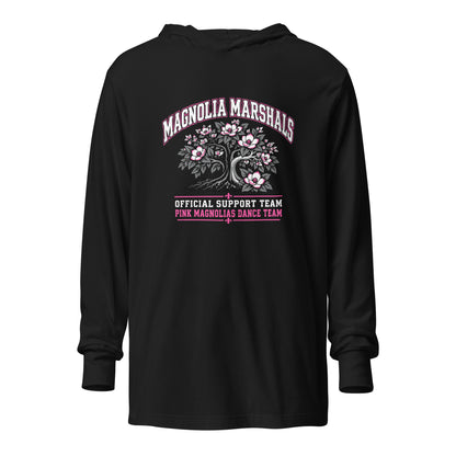 Performance | Hooded Long Sleeve T Shirt | Pink Magnolias Dance | Crest Logo