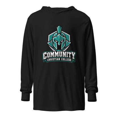 Performance | Hooded Long Sleeve T Shirt | Community Christian College | Vanguard Athletic Logo