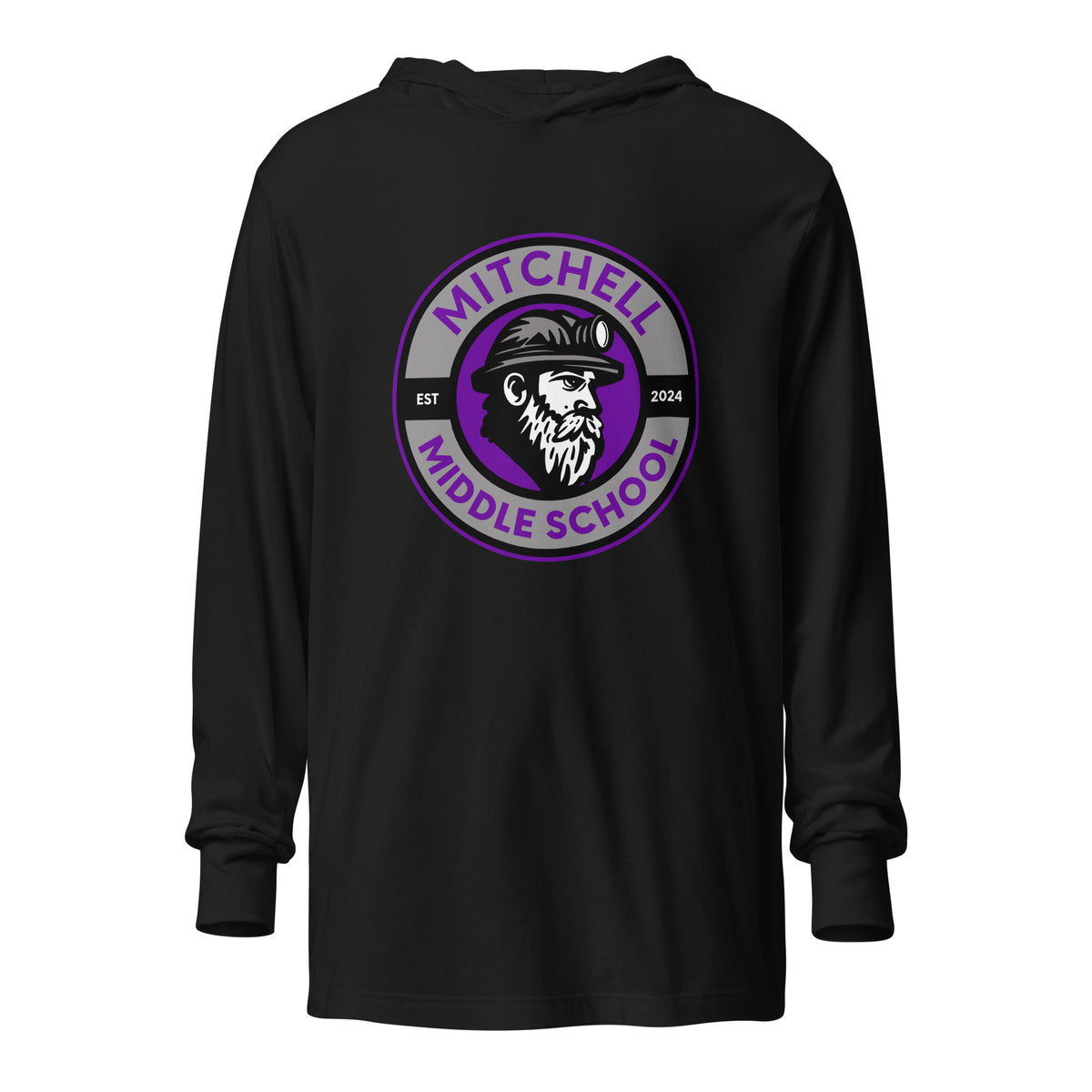 Performance | Hooded Long Sleeve T Shirt | Mitchell Middle School Softball | Badge Logo