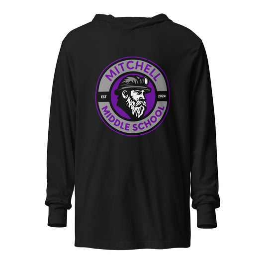Performance | Hooded Long Sleeve T Shirt | Mitchell Middle School Softball | Badge Logo