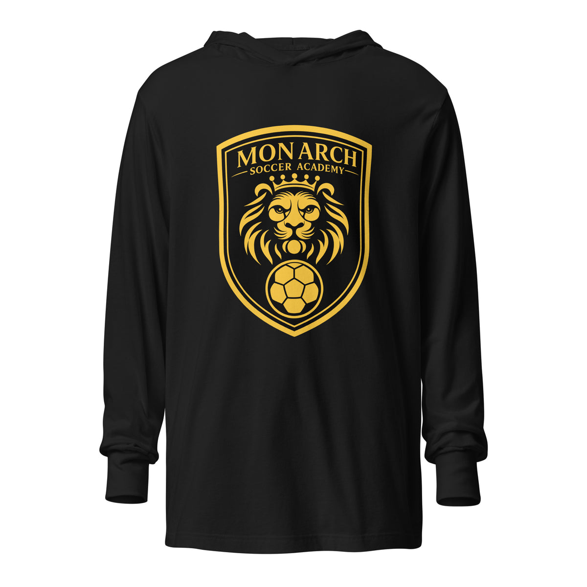Performance | Hooded Long Sleeve T Shirt | Monarch Soccer Academy | Shield Logo