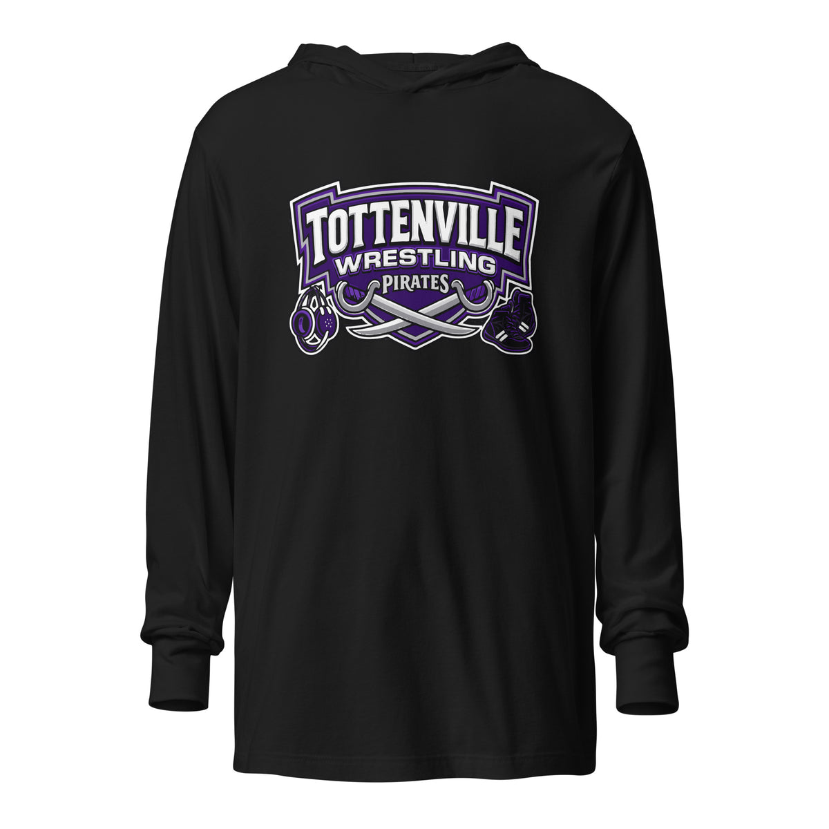 Performance | Hooded Long Sleeve T Shirt | Tottenville wrestling club | Vanguard Logo