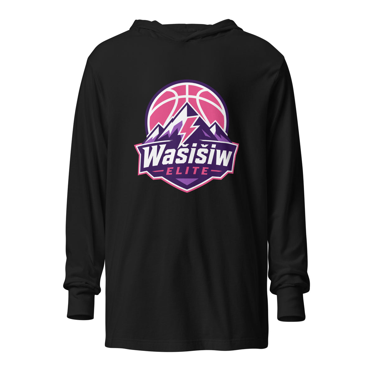 Performance | Hooded Long Sleeve T Shirt | Wašišiw Elite | Emblem Logo