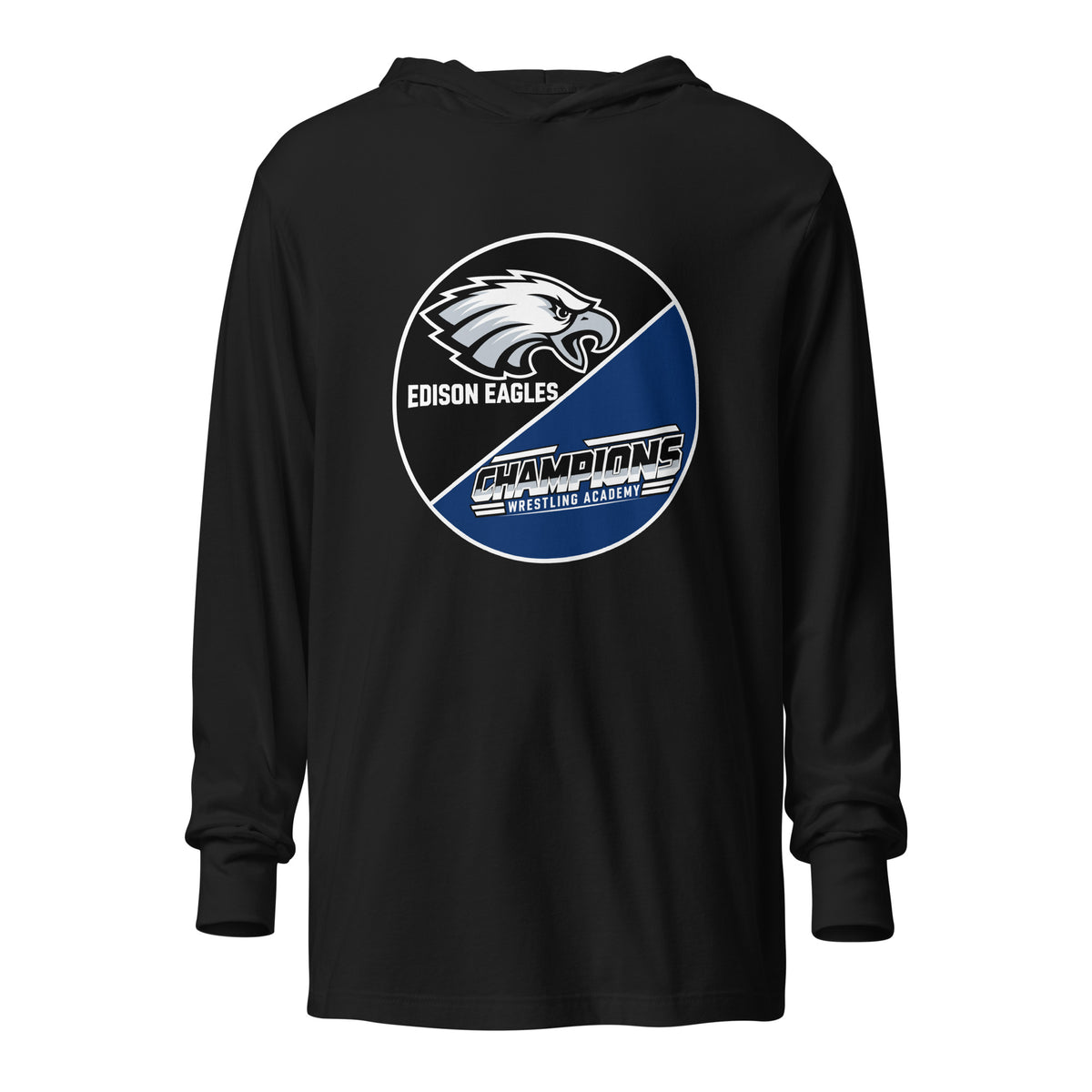 Performance | Hooded Long Sleeve T Shirt | Edison Eagles/CWA Wrestling | Badge Logo