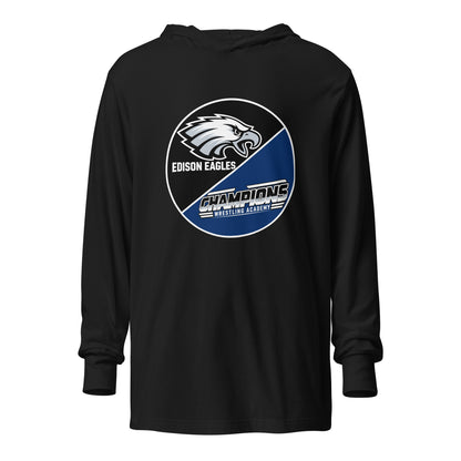 Performance | Hooded Long Sleeve T Shirt | Edison Eagles/CWA Wrestling | Badge Logo