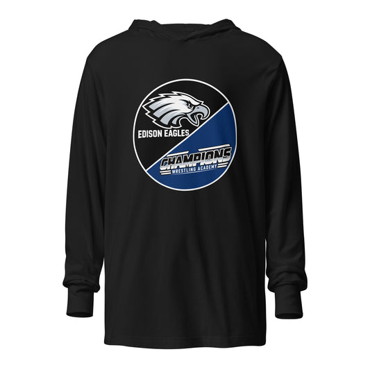 Performance | Hooded Long Sleeve T Shirt | Edison Eagles/CWA Wrestling | Badge Logo