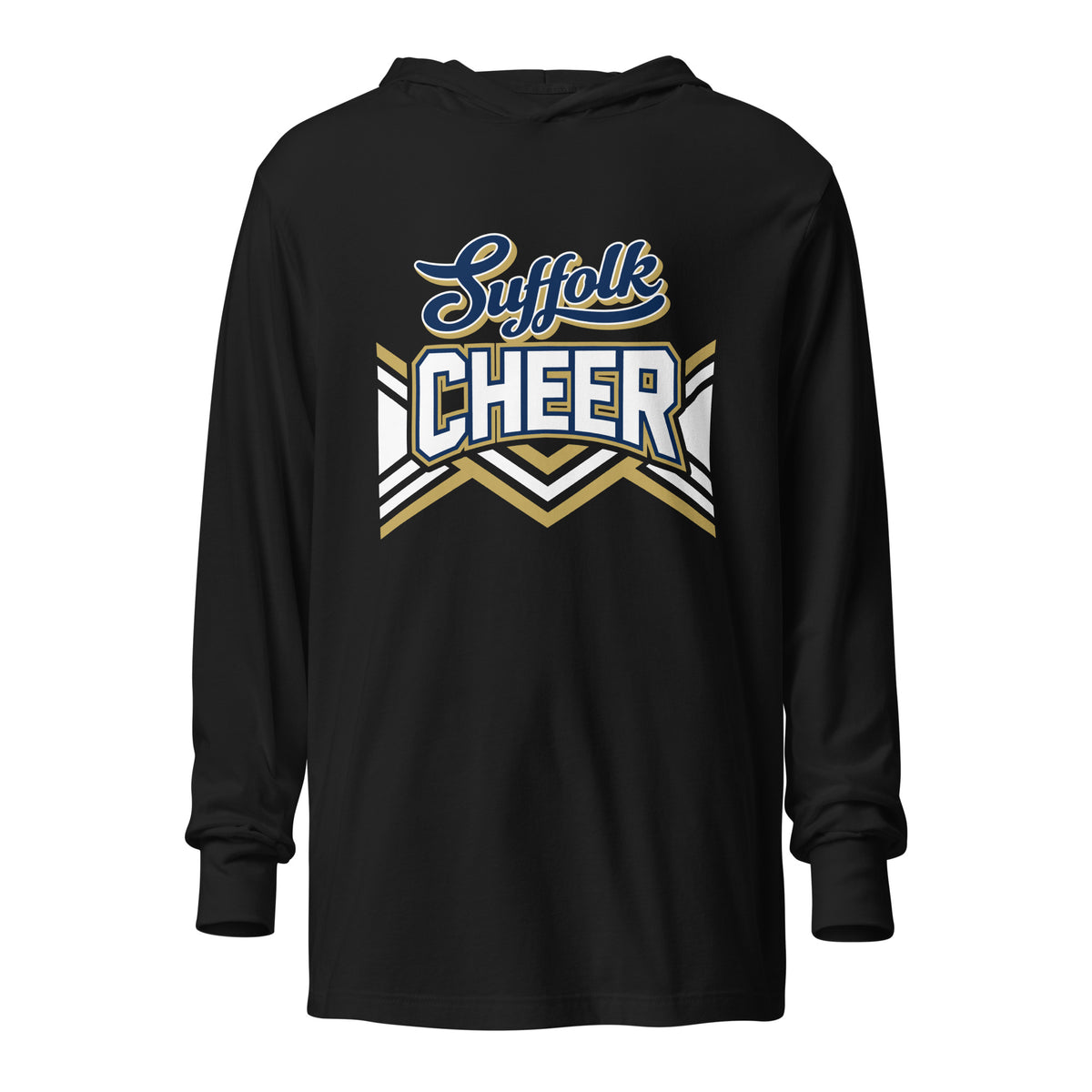 Performance | Hooded Long Sleeve T Shirt | Suffolk University Cheerleading | Vanguard Logo