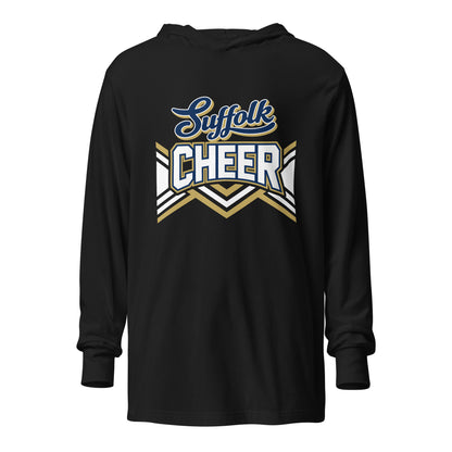 Performance | Hooded Long Sleeve T Shirt | Suffolk University Cheerleading | Vanguard Logo