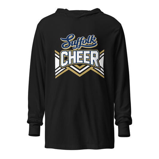 Performance | Hooded Long Sleeve T Shirt | Suffolk University Cheerleading | Vanguard Logo