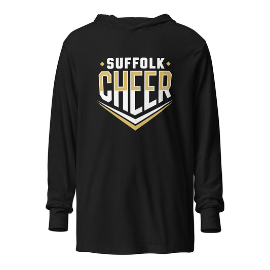 Performance | Hooded Long Sleeve T Shirt | Suffolk University Cheerleading | Emblem Logo