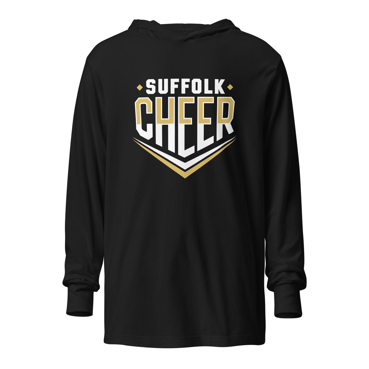 Performance | Hooded Long Sleeve T Shirt | Suffolk University Cheerleading | Emblem Logo