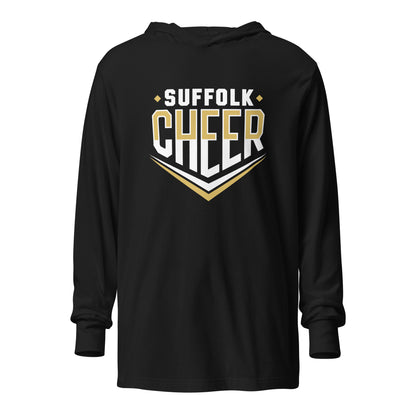 Performance | Hooded Long Sleeve T Shirt | Suffolk University Cheerleading | Emblem Logo