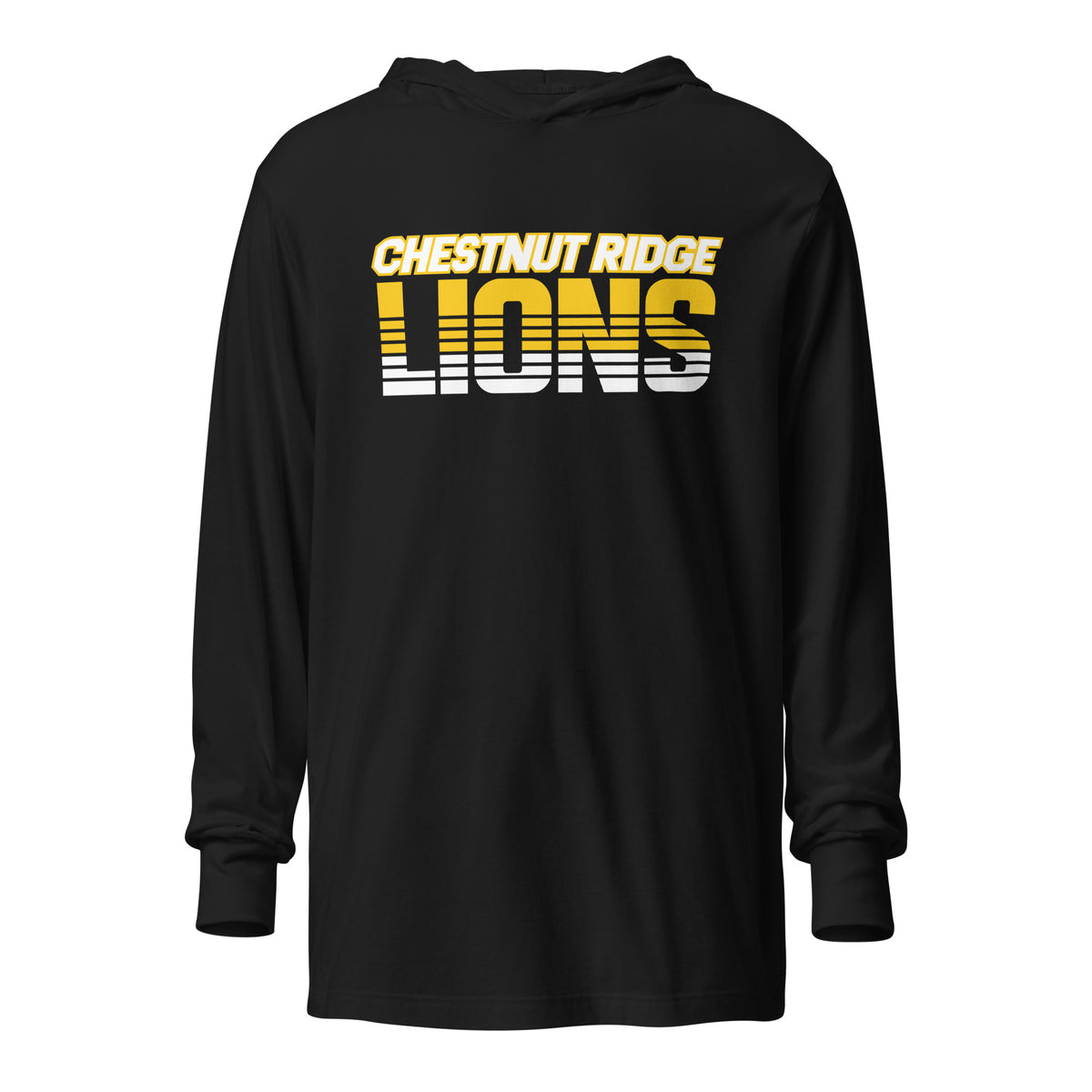 Performance | Hooded Long Sleeve T Shirt | Chestnut Ridge Lions Football | Script Logo